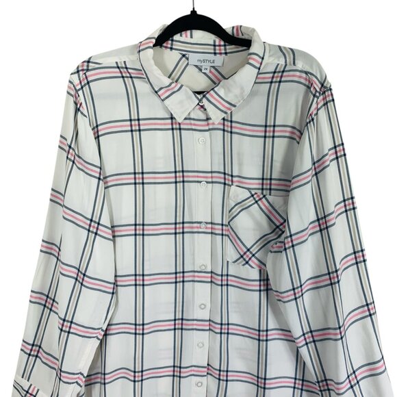 Plus Size Flannel Shirt Women Plaid Shirt Casual soft sz 2X Mystyle - Picture 8 of 15